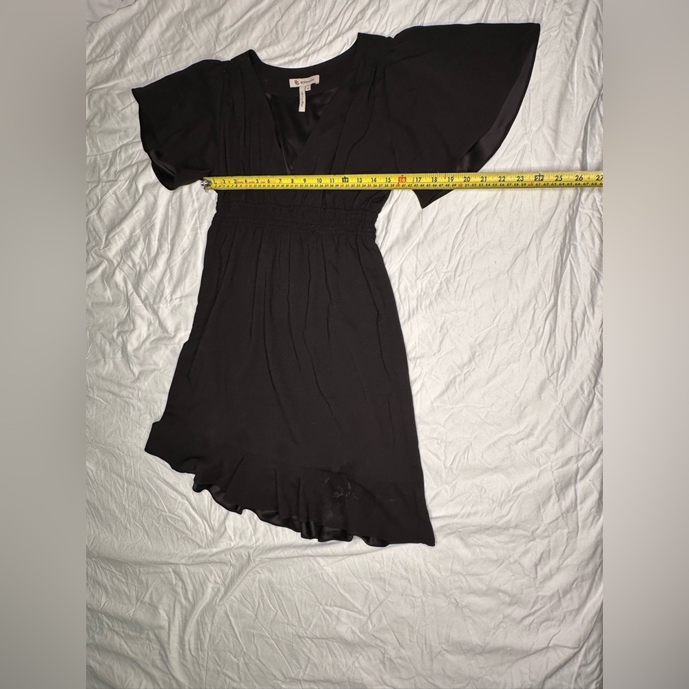 BCBGeneration Black Flutter Sleeve V-Neck Mini Dress Size M - Picture 6 of 11